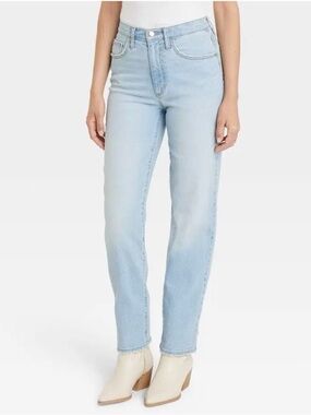 90s High Rise Straight Jeans Light Wash Size 10R Vintage Style